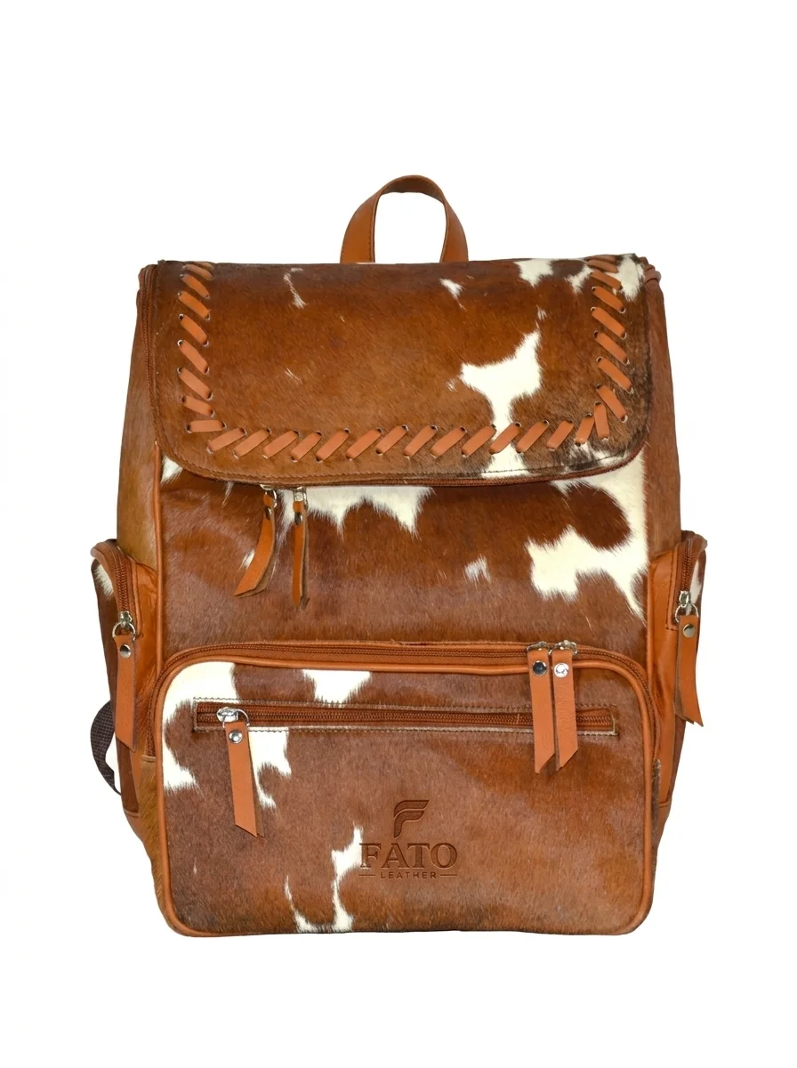 HAIR ON HIDE DIAPER BACKPACK TAN & WHITE
