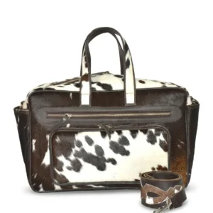 HAIR ON HIDE BABY NAPY DUFFEL BAG BROWN & WHITE