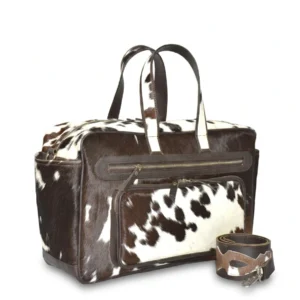 HAIR ON HIDE BABY NAPY DUFFEL BAG BROWN & WHITE