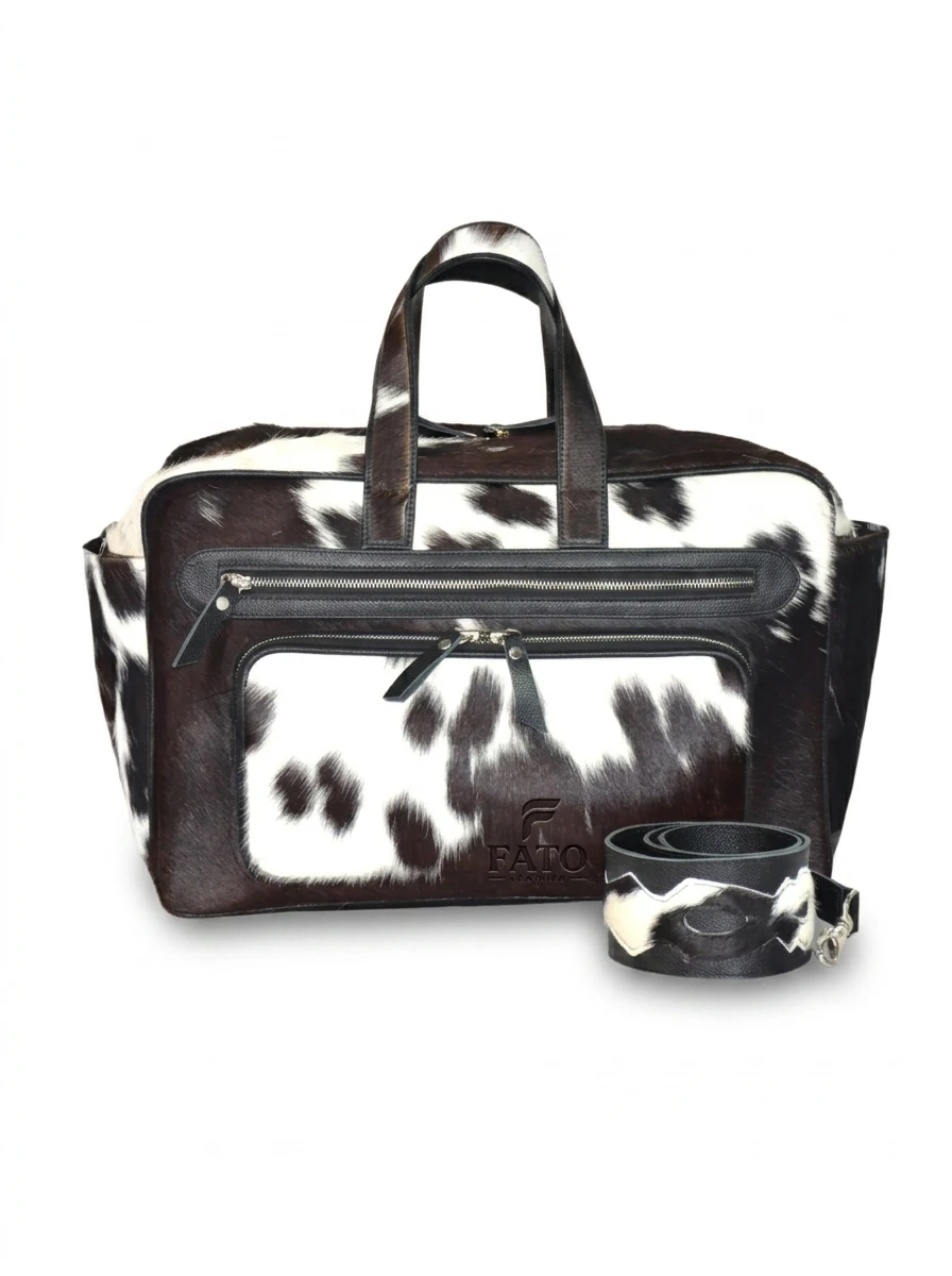 HAIR ON HIDE BABY NAPY DUFFEL BAG BLACK & WHITE
