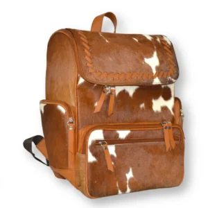 Hair on Hide Diaper Backpack Tan & White