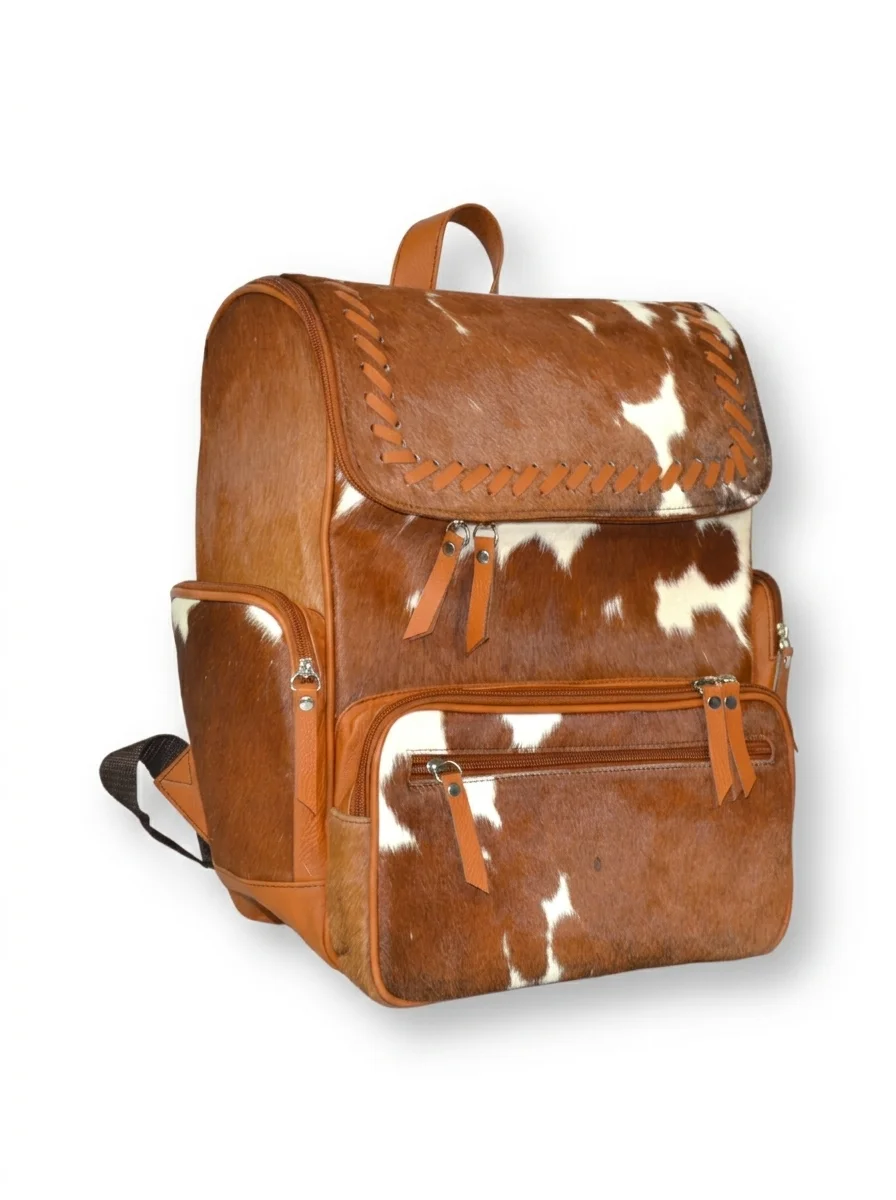 HAIR ON HIDE DIAPER BACKPACK TAN & WHITE - Image 2