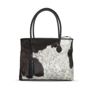 Hair on Hide Snake Handle Tote Bag Black and White