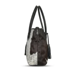 Hair on Hide Snake Handle Tote Bag Black and White