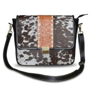 Hair on Hide Messenger Bag Brown and White