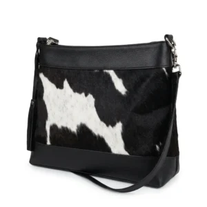 Hair on Hide Shoulder Cross Body Bag Black and White