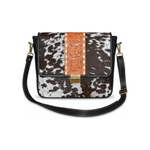 Hair on Hide Messenger Bag Brown and White
