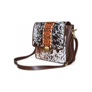 Hair on Hide Messenger Bag Brown and White