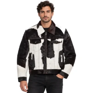 Hair on Hide Men's Trucker Jacket Black & White