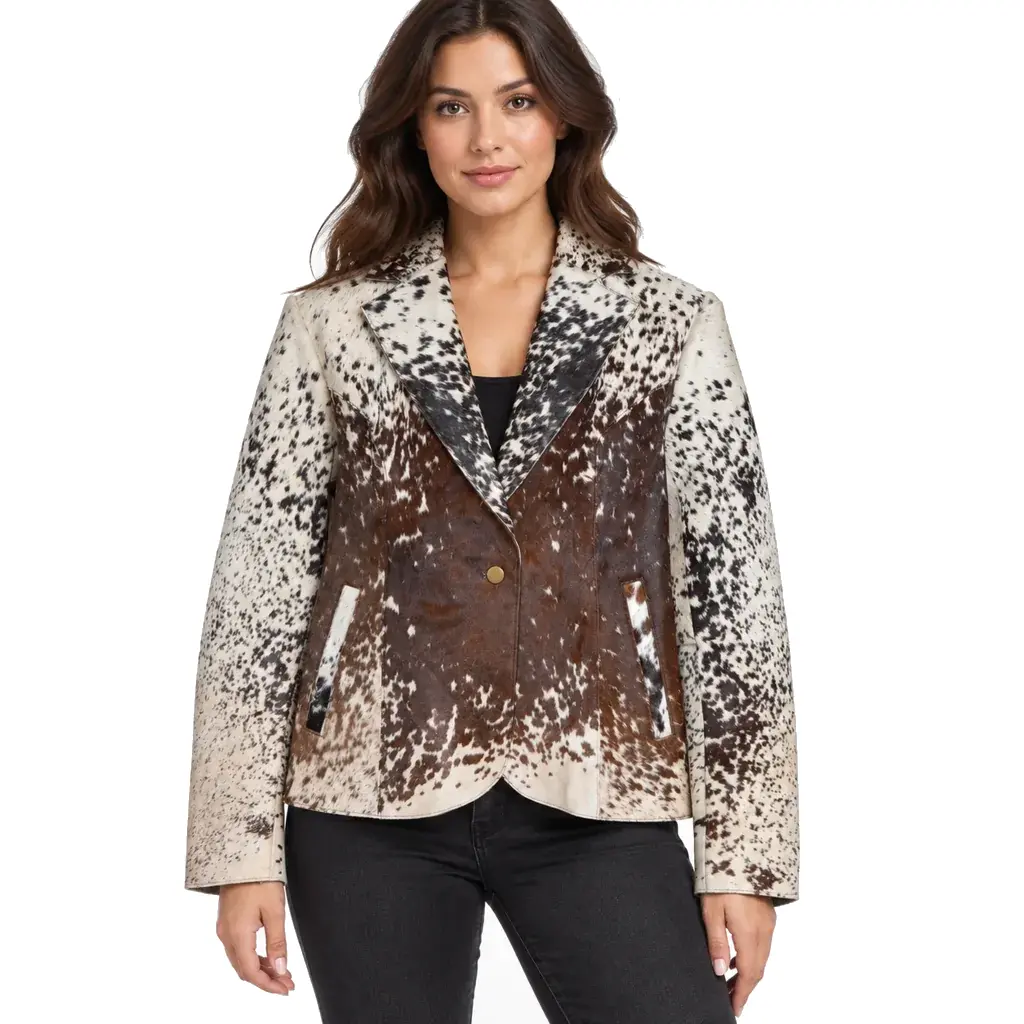 Hair on Hide Women's Casual Coat Brown & White - Image 2