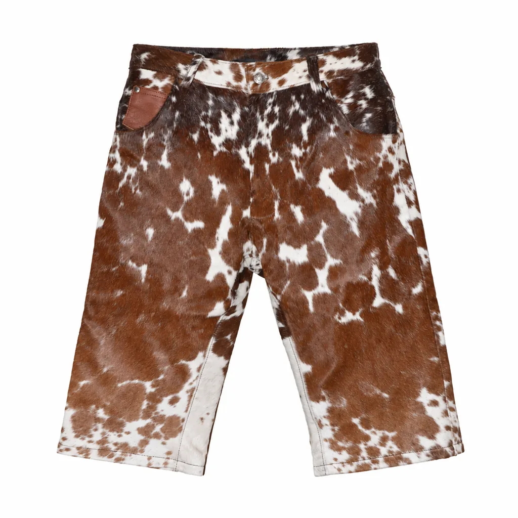 Hair on Hide Women's Long Knicker Shorts Brown & White