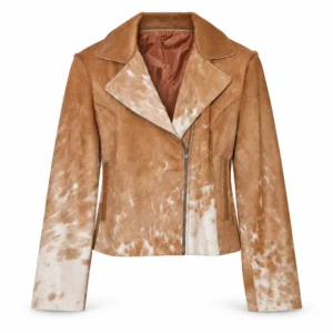 Hair on Hide Women's Motorcycle Jacket Tan & White