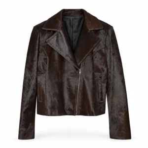 Hair on Hide Women's Motorcycle Jacket Dark Brown
