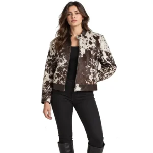 Hair on Hide Women's Short Jacket Brown & White