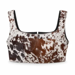 Hair on Hide Women's Square Neck Crop Top Brown & White