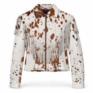 Hair on Hide Women's Western Fringe Jacket Brown & White