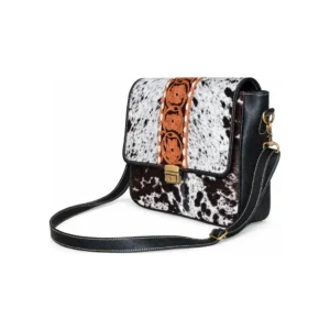 Hair on Hide Messenger Bag Black and White