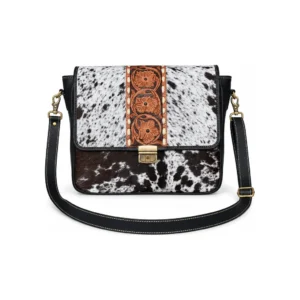 Hair on Hide Messenger Bag Black and White