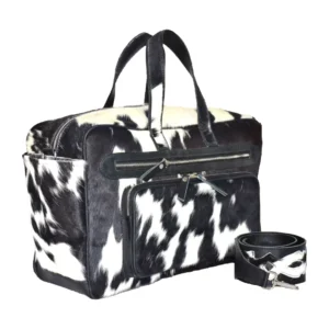 Hair on Hide Baby Diaper Duffel Bag Black & White