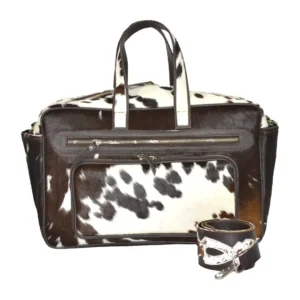 Hair on Hide Baby Diaper Duffel Bag Brown & White
