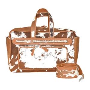 Hair on Hide Baby Diaper Duffel Bag Tan & White