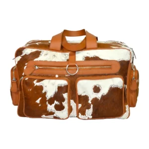 Hair on Hide Baby Diaper Duffel Bag Tan & White