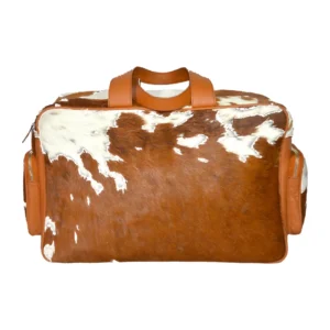 Hair on Hide Baby Diaper Duffel Bag Tan & White