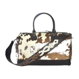 Hair on Hide Overnight Duffel Bag Brown & White