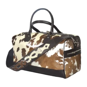 Hair on Hide Overnight Duffel Bag Brown & White