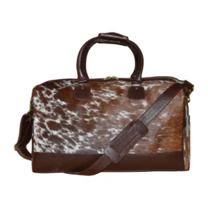 Hair on Hide Overnight Duffel Bag Brown & White
