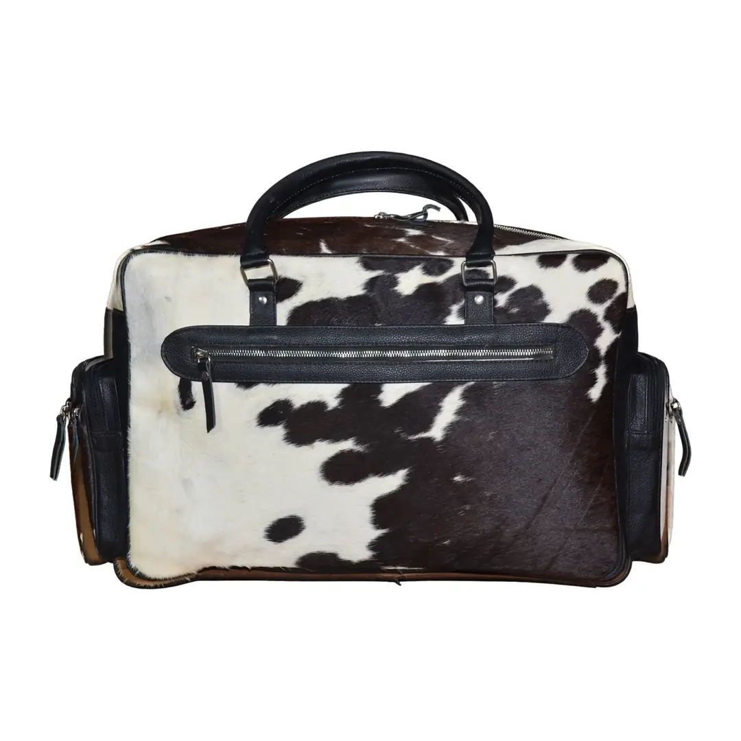 Hair on Hide Travel Duffel Bag Black & White