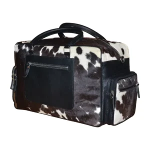 Hair on Hide Travel Duffel Bag Black & White