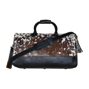 Hair on Hide Overnight Duffel Bag Brown & White