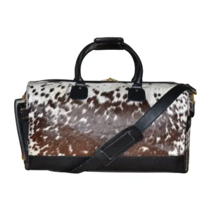 Hair on Hide Overnight Duffel Bag Brown & White