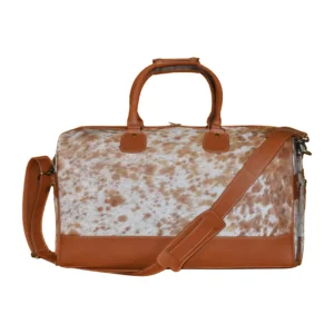 Hair on Hide Overnight Duffel Bag Tan & White
