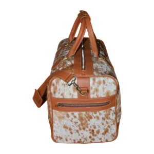 Hair on Hide Overnight Duffel Bag Tan & White