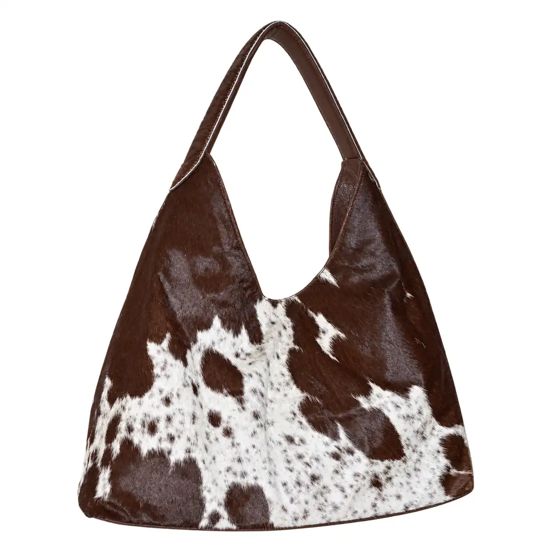 Hair on Hide Hobo Shoulder Bag Brown & White
