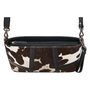 Hair on Hide Wristlet Strap Shoulder Bag Black & White