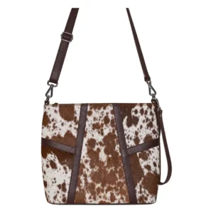 Hair on Hide Wristlet Strap Shoulder Bag Brown & White