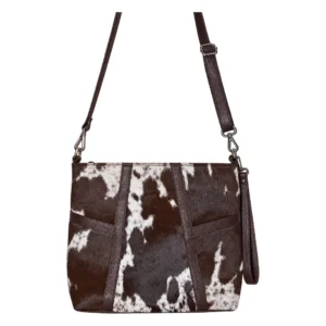 Hair on Hide Wristlet Strap Shoulder Bag Brown & White