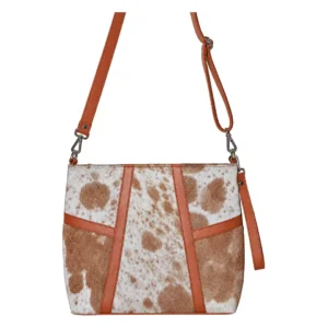 Hair on Hide Wristlet Strap Shoulder Bag Tan & White