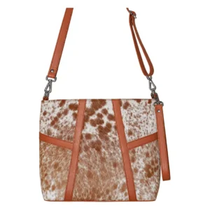 Hair on Hide Wristlet Strap Shoulder Bag Tan & White